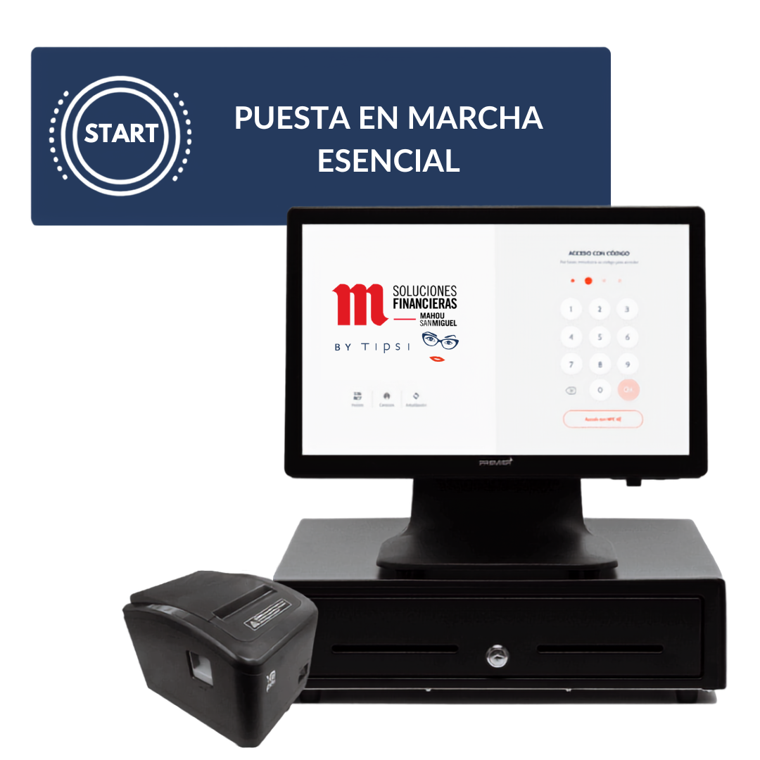 Pack (TPV + Cajón + impresora) + Mahou Puesta en Marcha Esencial