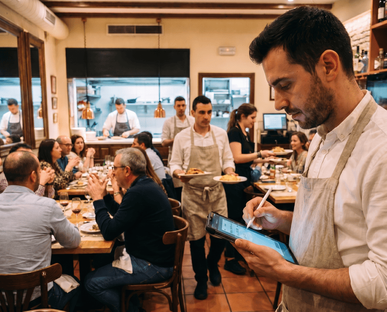 servicio restaurante hora punta equipo eficiente